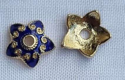 10pc x 10mm Blue / Gold Tone / Star  Enamel / Metal Bead / Cap