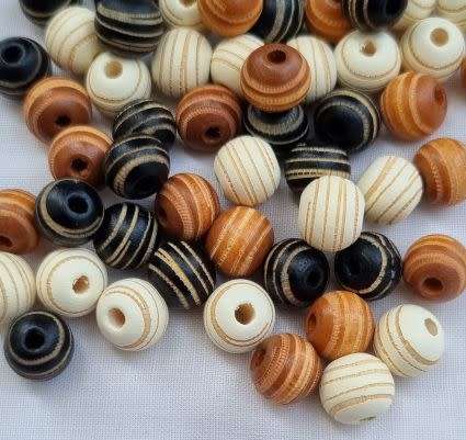 30pc x 10mm  Mixed Wooden Round Beads - 10 Of Each Color - 1 Pack
