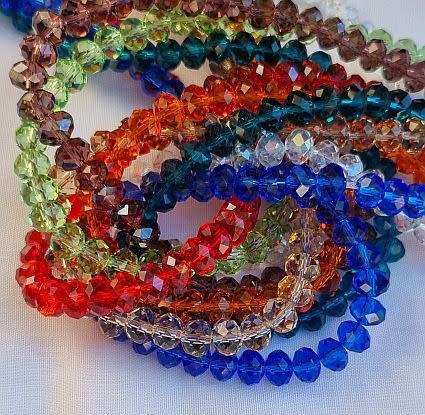 20pc Mixed Rondelle Glass  Beads  8x6 mm
