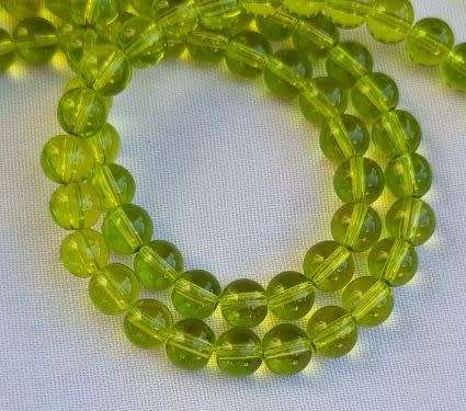 20 pc x 6mm Light Green Round Glass Beads