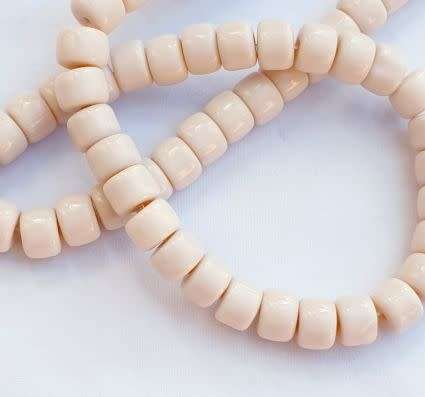 20pc (8x6mm) Cream Opaque Glass Beads