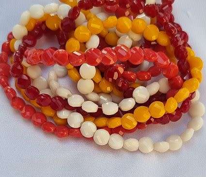 24pc x 6 mm  Mixed  / Flat / Faceted Glass Beads