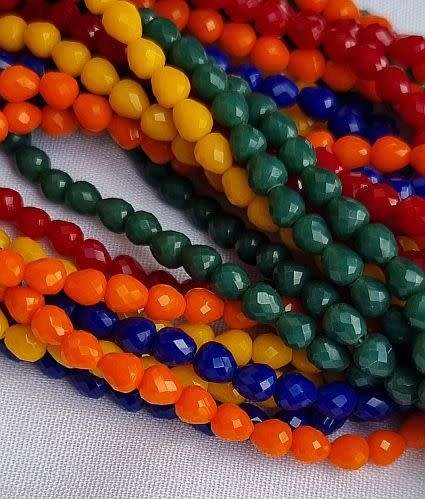 100pc (5x4mm)   Mixed Color  / Drop  / Opaque / Faceted Glass Beads - 1 Pack