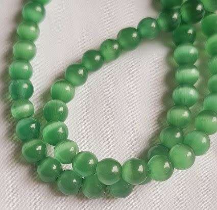 20pc x 6mm  Green Cat`s Eye Beads