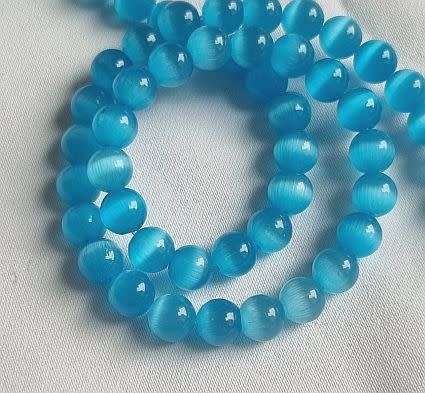20pc x 6mm  Blue Cat`s Eye Beads