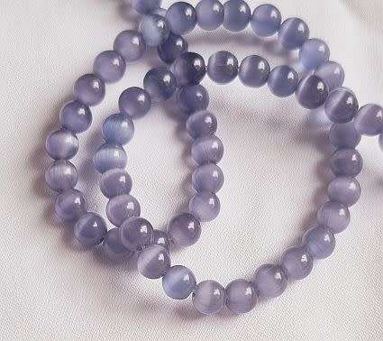 20pc x 6mm  Purple Cat`s Eye Beads