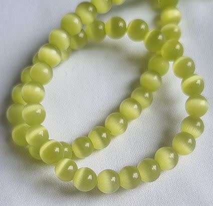 20pc x 6mm  Yellow / Green Cat`s Eye Beads