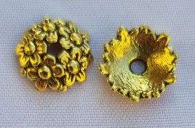 10pc, 11mm  Tibetan Style Antique Gold Tone Bead Caps