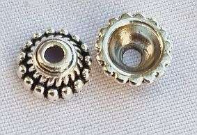 10pc, 7.5mm  Tibetan Style Antique Silver Tone Bead Caps