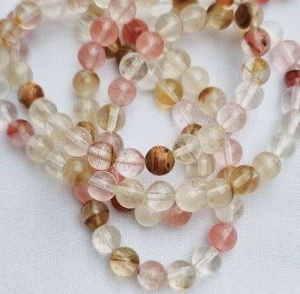 1 Strand  (6mm) Tigerskin Round Glass Beads - +/- 58pcs