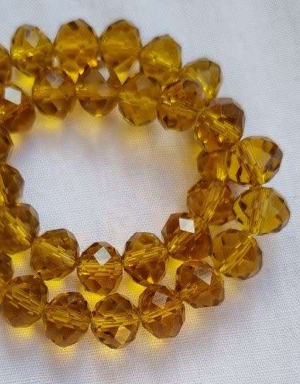 10pc Yellow Rondelle Faceted  Glass  Beads  10x7 mm