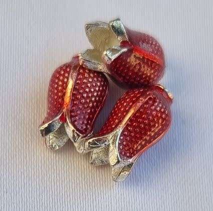 1pc x (11x7mm) Red Enamel Flower Spacer Bead - Each