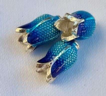 1pc x (11x7mm) Light  Blue Enamel Flower Spacer Bead - Each