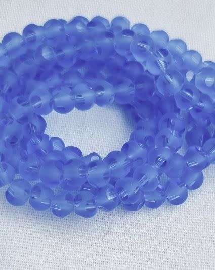 50 pc x 3.5mm Blue  Faceted Frosted  Glass Beads