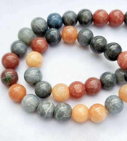 1 Strand   (10mm) Mixed Crackle Glass Beads (+/- 40pcs)