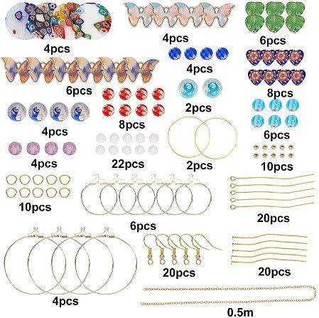 ***DIY*** 10 Pairs / Millefiori / Lampwork Glass Beads /  Butterfly / Earring Making Starter Kit
