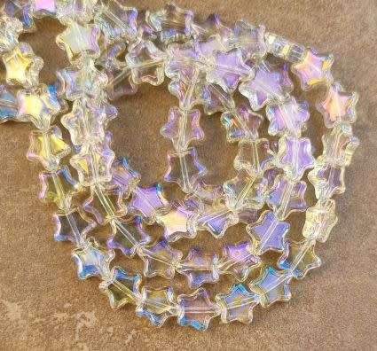 12pc  (8mm) Light Yellow   / Star / Electroplate Glass Beads