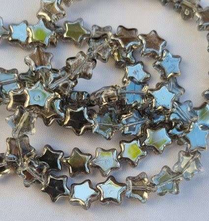 *Clearance Sale*12pc  (8mm) Silver / Smoky   / Star / Electroplate Glass Beads