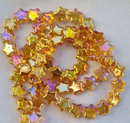12pc  (8mm) Yellow / Pink    / Star / Electroplate Glass Beads