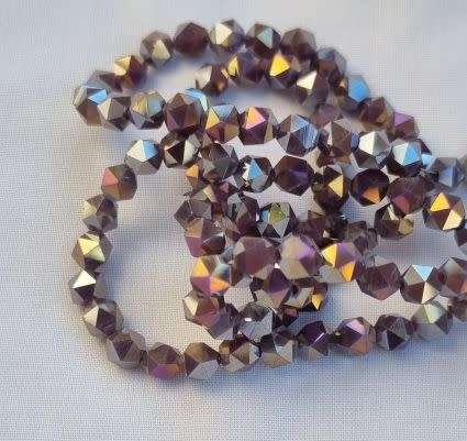 20pc (6mm)   Purple   / Opaque / Electroplated / Faceted Glass Beads