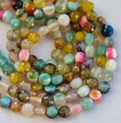 1 Strand x 8mm Assorted / Natural / Agate / Multi Color / Dyed Beads +/- 45pcs