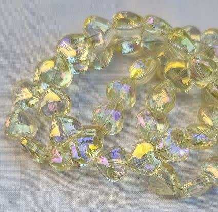 10pc  (9.5mm) Yellow  / Heart / Electroplate Glass Beads