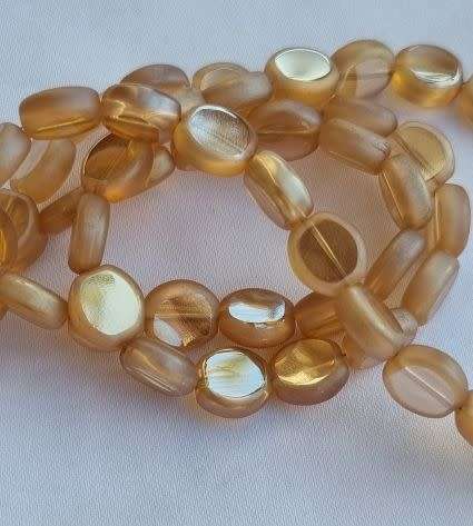 10pc  (9.5 mm) Champagne / Flat / Oval Electroplate Glass Beads