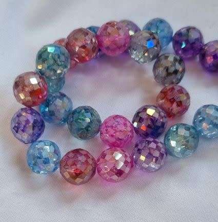 1 Strand  (11mm)   Mixed / Faceted  /  Electroplate / Round  /Glass Beads +/-32pcs