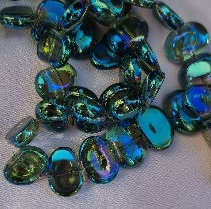 *Clearance Sale*10pc  (16x11mm) Blue/ Green / Multi Color Electroplate Glass Beads