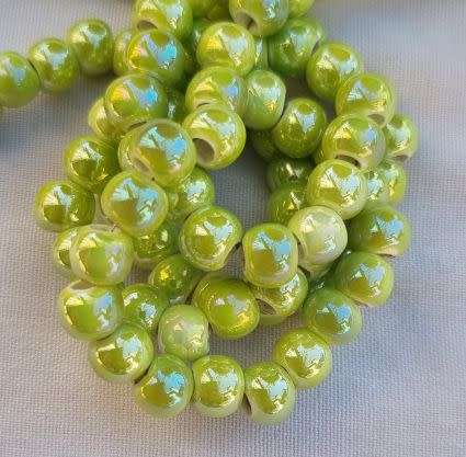 *Clearance Sale*20pc  (7mm) Green Porcelain Beads