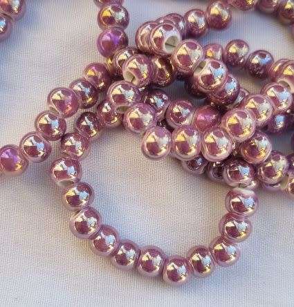 20pc  (7mm) Purple Porcelain Beads