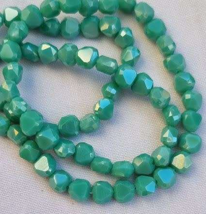 20pc (6mm)   Green   / Opaque / Electroplated / Faceted Glass Beads