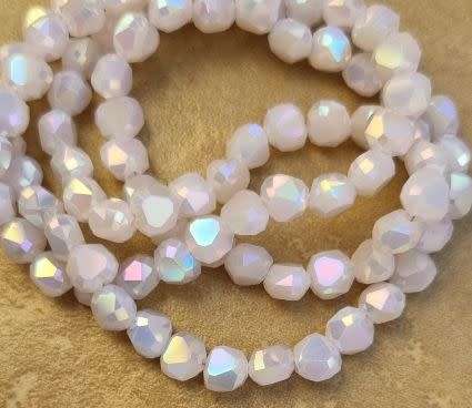 20pc (6mm)   Pink   / Opaque / Electroplated / Faceted Glass Beads