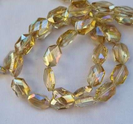 *Clearance Sale*10pc  (12x8mm) Yellow /  Electroplate Glass Beads