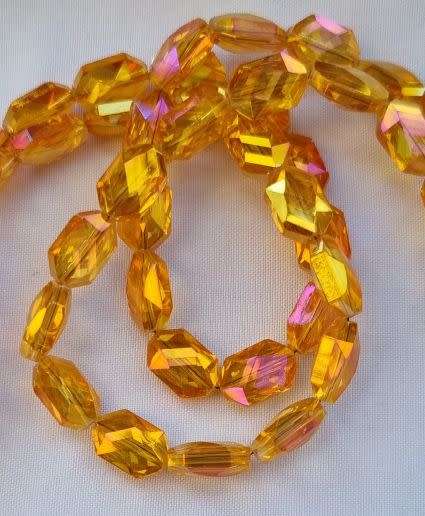 *Clearance Sale*10pc  (12x8mm) Orange / Electroplate Glass Beads