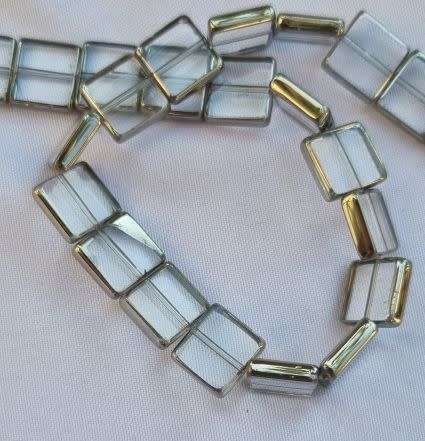 10pc (10mm) Clear / Silver / Square Glass Beads