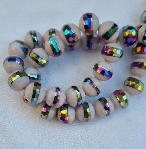 *Clearance Sale*10pc  x 10mm  Lilac / Multi Color/ Faceted Electroplate Round Glass Beads