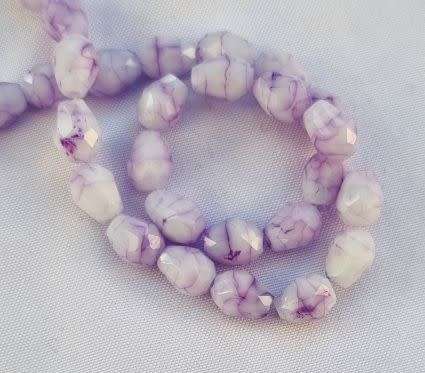 20pc (+/-7mm)  Purple / Drop / Marble Faceted  Glass Beads