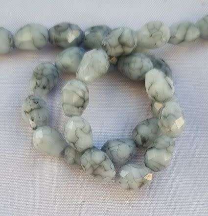 20pc (+/-7mm)  Smoky / Drop / Marble Faceted  Glass Beads