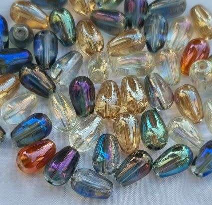 20pc (13x18mm)  Mixed / Electroplate / Drop / Glass Beads