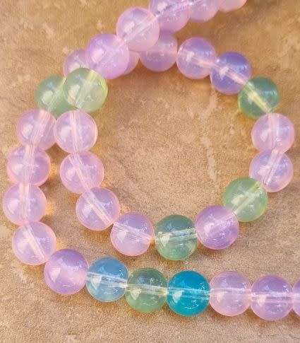 1 Strand   (10mm) Mixed / Natural / Opalite  Beads (+/- 38pcs)