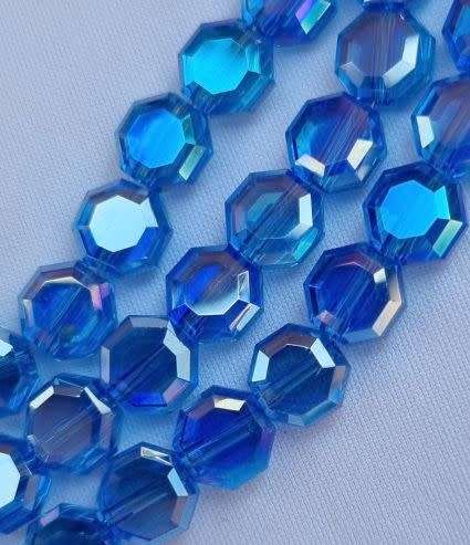 *Clearance Sale*12pc x 7mm Clear Blue Octagon Electroplated Glass Beads