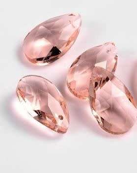 4pc x 22mm Peach  Drop Faceted Glass Beads