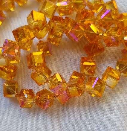 *Clearance Sale*10pc  (8.5mm)  Rhombus/ Orange  /AB /  Electroplate Glass Beads