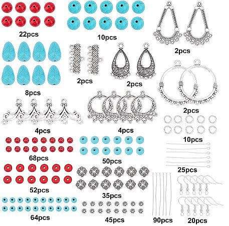 ***DIY*** 10 Pairs / Synthetic Turquoise / Howlite Beads / Chandelier Components / Earring Kit ***