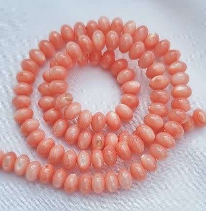 1 Strand (+/-6x4mm) Bright  Pink / Dyed Natural /  Freshwater Shell Rondelle  (+/-90pcs per strand)
