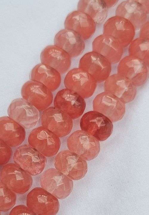 *Clearance Sale*20Pcs  x (8x5mm) Rondelle /  Cherry Quartz Glass/ Faceted Beads