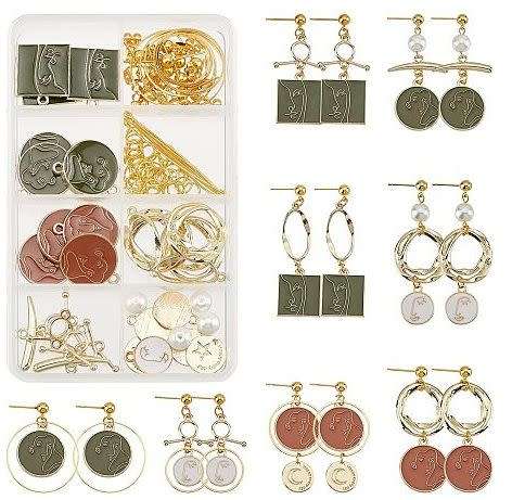***DIY*** 8 Pairs /  Abstract Faces / Earing Making Kit