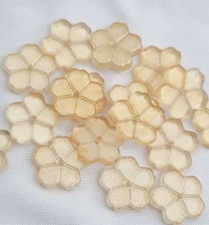 10Pc x (11.5 x 2.5 mm)  Yellow  /Gold Dust / Painted  Flower Glass Beads