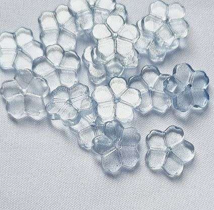 10Pc x (11.5 x 2.5 mm)  Steel Blue / Painted  Flower Glass Beads